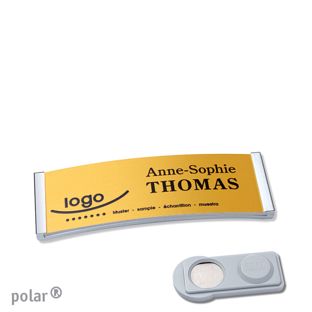 Name badges polar® alu-complete magnet 64 x 22 mm  | chrome  | gold  | smag® Magnet 