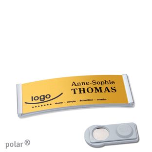Name badges polar® alu-complete magnet 64 x 22 mm  | stainless steel  | gold  | smag® Magnet 