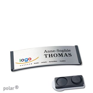Name badges polar® alu-complete magnet 64 x 22 mm  | anthracite  | silver  | smag® magnet, extra strong 