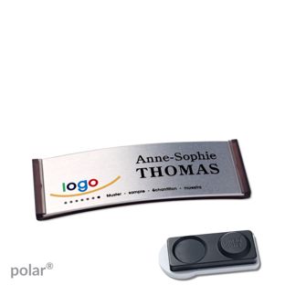 Name badges polar® alu-complete magnet 64 x 22 mm  | translucent|anthracite  | silver  | smag® magnet, extra strong 