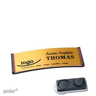 Name badges polar® alu-complete magnet 64 x 22 mm  | translucent|anthracite  | gold  | smag® magnet, extra strong 