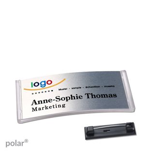 Name badges polar® alu-complete magnet 65 x 30 mm  | transparent  | silver 