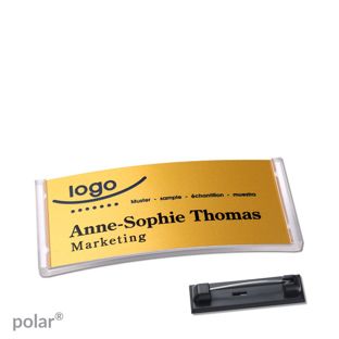 Name badges polar® alu-complete magnet 65 x 30 mm  | transparent  | gold 