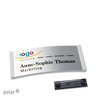 Name badges polar® alu-complete magnet 65 x 30 mm  | light grey  | silver 