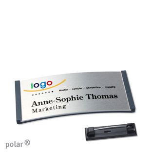 Name badges polar® alu-complete magnet 65 x 30 mm  | anthracite  | silver 