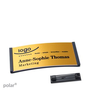 Name badges polar® alu-complete magnet 65 x 30 mm  | anthracite  | gold 