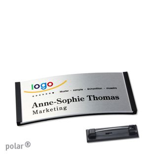 Name badges polar® alu-complete magnet 65 x 30 mm  | black  | silver 