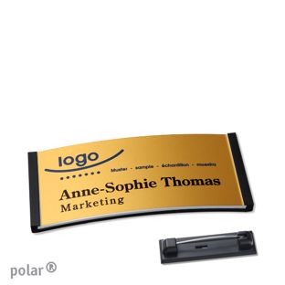 Name badges polar® alu-complete magnet 65 x 30 mm  | black  | gold 