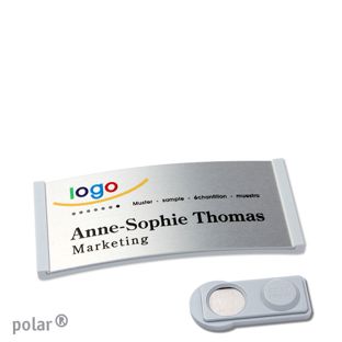 Name badges polar® alu-complete magnet 65 x 30 mm  | light grey  | silver  | smag® Magnet 