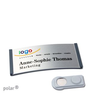 Name badges polar® alu-complete magnet 65 x 30 mm  | anthracite  | silver  | smag® Magnet 