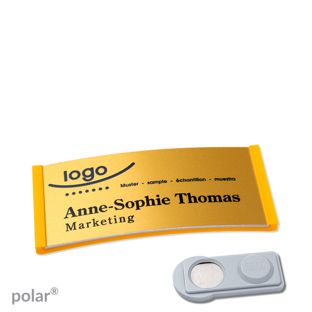 Name badges polar® alu-complete magnet 65 x 30 mm  | yellow  | gold  | smag® Magnet 