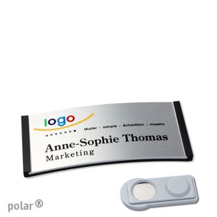 Name badges polar® alu-complete magnet 65 x 30 mm  | black  | silver  | smag® Magnet 