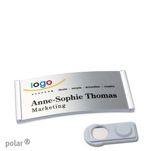 Name badges polar® alu-complete magnet 65 x 30 mm  | chrome  | silver  | smag® Magnet 