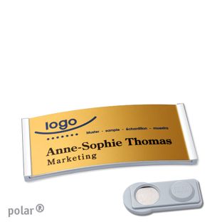 Name badges polar® alu-complete magnet 65 x 30 mm  | chrome  | gold  | smag® Magnet 
