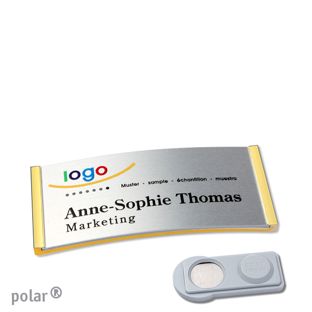 Name badges polar® alu-complete magnet 65 x 30 mm  | gold  | silver  | smag® Magnet 