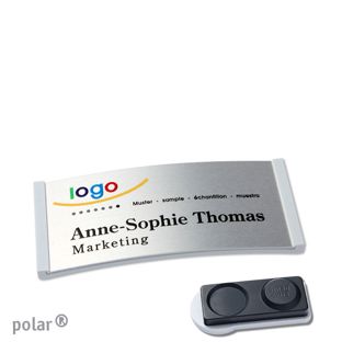 Name badges polar® alu-complete magnet 65 x 30 mm  | light grey  | silver  | smag® magnet, extra strong 