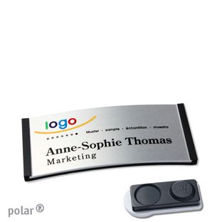 Name badges polar® alu-complete magnet 65 x 30 mm  | black  | silver  | smag® magnet, extra strong 