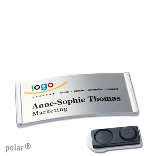 Name badges polar® alu-complete magnet 65 x 30 mm  | stainless steel  | silver  | smag® magnet, extra strong 