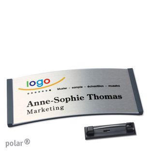 Name badges polar® alu-complete magnet 74 x 34 mm  | anthracite  | silver 