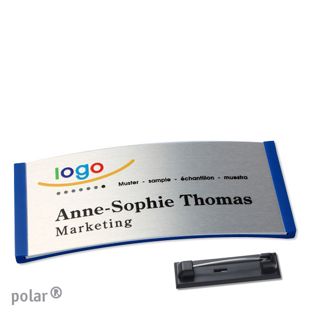 Name badges polar® alu-complete magnet 74 x 34 mm  | blue  | silver 