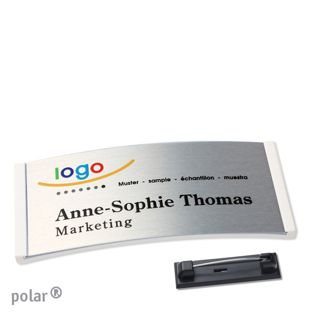 Name badges polar® alu-complete magnet 74 x 34 mm  | white  | silver 