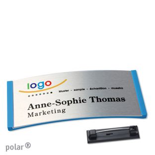 Name badges polar® alu-complete magnet 74 x 34 mm  | medium blue  | silver 