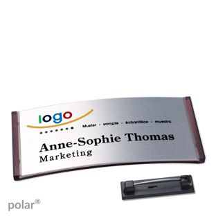Name badges polar® alu-complete magnet 74 x 34 mm  | translucent|anthracite  | silver 