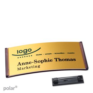 Name badges polar® alu-complete magnet 74 x 34 mm  | translucent|anthracite  | gold 
