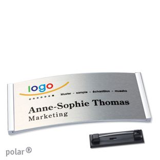Name badges polar® alu-complete magnet 74 x 34 mm  | chrome  | silver 