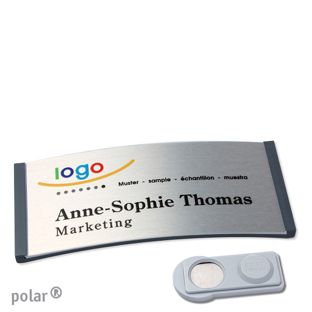 Name badges polar® alu-complete magnet 74 x 34 mm  | anthracite  | silver  | smag® Magnet 