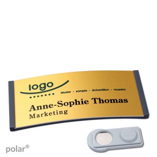 Name badges polar® alu-complete magnet 74 x 34 mm  | anthracite  | gold  | smag® Magnet 