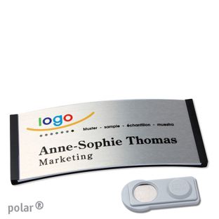 Name badges polar® alu-complete magnet 74 x 34 mm  | black  | silver  | smag® Magnet 