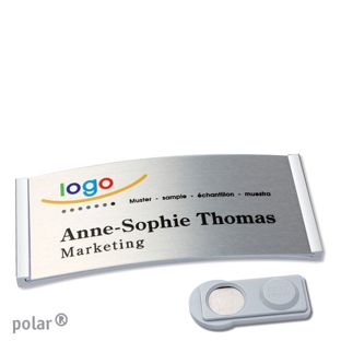 Name badges polar® alu-complete magnet 74 x 34 mm  | stainless steel  | silver  | smag® Magnet 