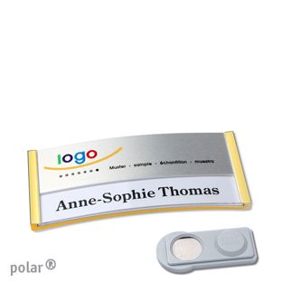Name badges polar® alu-print magnet 65 x 30 mm  | gold  | silver  | smag® Magnet 