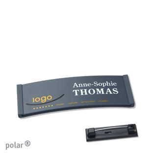 Name badges color-complete magnet 64 x 22 mm  | anthracite  | Stainless steel pin 