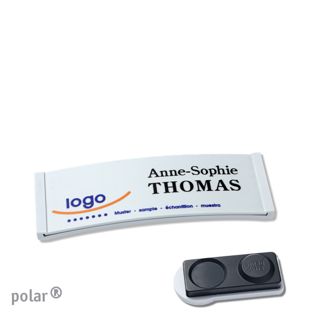 Name badges color-complete magnet 64 x 22 mm  | light grey  | smag® magnet, extra strong 
