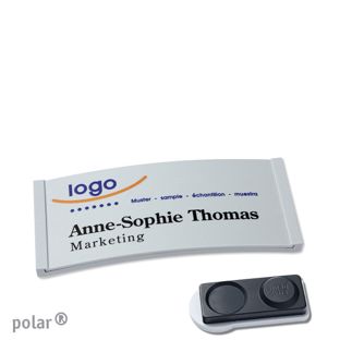 Name badges color-complete magnet 65 x 30 mm  | light grey  | smag® magnet, extra strong 