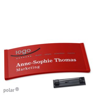 Name badges color-complete stainless steel pin 74 x 34 mm  | red 