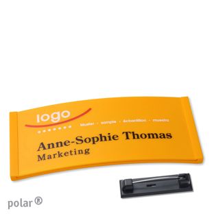 Name badges color-complete stainless steel pin 74 x 34 mm  | yellow 