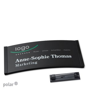 Name badges color-complete stainless steel pin 74 x 34 mm  | black 