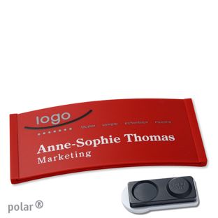 Name badges color-complete magnet 74 x 34 mm  | red  | smag® magnet, extra strong 
