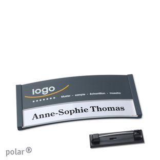 Name badges color-print stainless steel pin 65 x 30 mm  | anthracite 