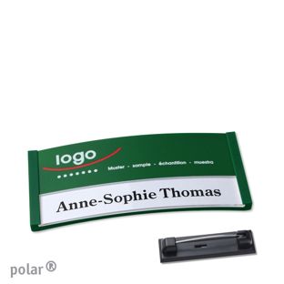 Name badges color-print stainless steel pin 65 x 30 mm  | green 