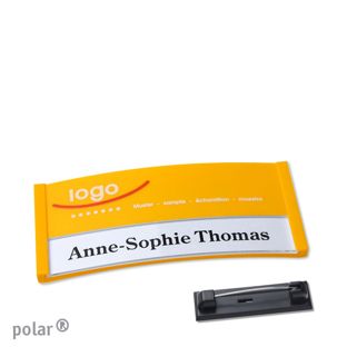 Name badges color-print stainless steel pin 65 x 30 mm  | yellow 