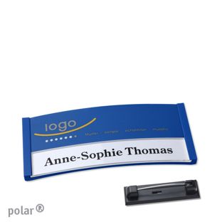 Name badges color-print stainless steel pin 65 x 30 mm  | blue 