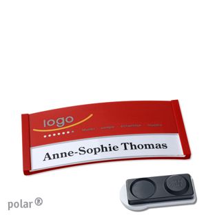 Name badges color-print magnet 65 x 30 mm  | red  | smag® magnet, extra strong 