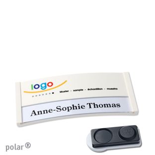 Name badges color-print magnet 65 x 30 mm  | white  | smag® magnet, extra strong 