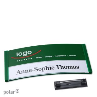 Name badges color-print stainless steel pin 74 x 34 mm  | green 