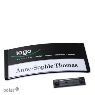 Name badges color-print stainless steel pin 74 x 34 mm  | black 
