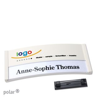 Name badges color-print stainless steel pin 74 x 34 mm  | white 